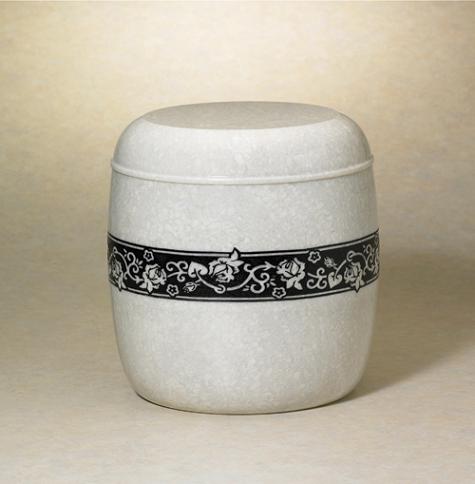 NM30412-2A Accolade Natural Marble Urn w/ Rose Motif