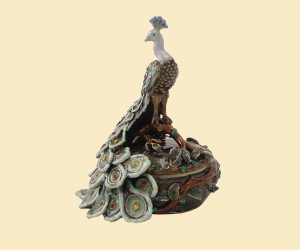 3321 Peacock Round Jeweled Box