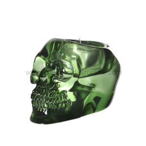 8377 Translucent Green Skull Candle Holder