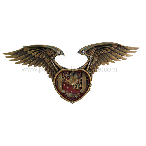 8882 Steampunk Winged Heart Clock