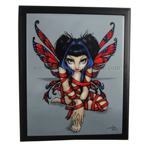 90133 Red Ribbon Fairy Framed Tile