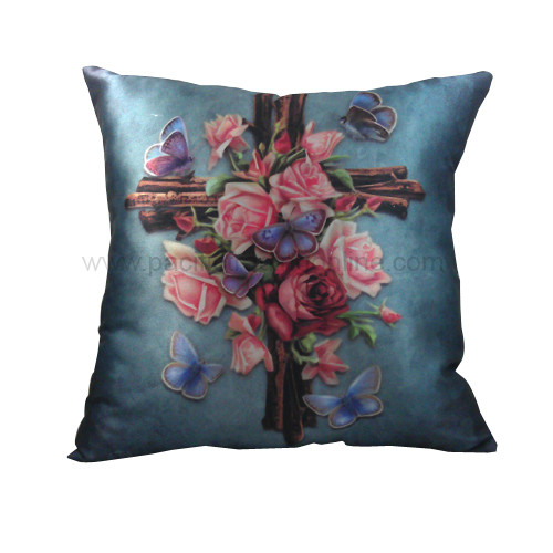 90230 Butterfly Rose Cross Pillow
