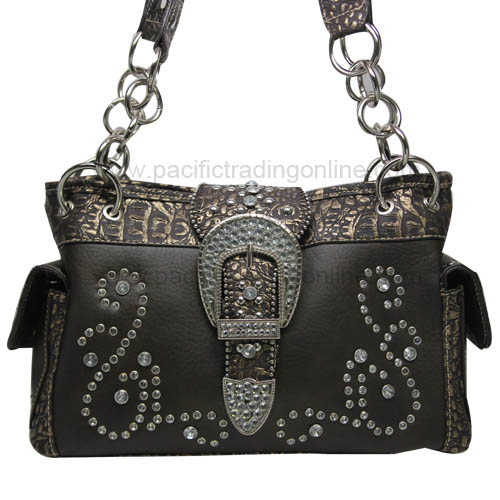 BEG8085CF Buckle Rhinestone Coffee Handbag