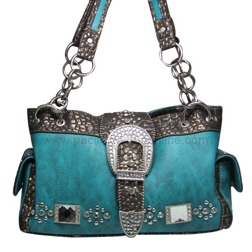 BKG8085TQ Rhinestone Buckle Turquoise Bag (Concealed)