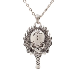 J127 Flaming Dagger Skull