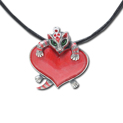 J251 Kitten w/ Heart Necklace
