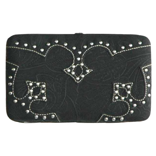 MWGW007BK Tooled Black Wallet