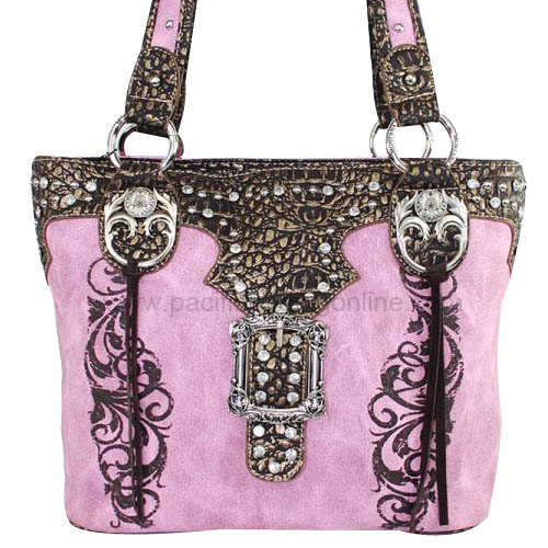 RUT8317PK Rhinestone Buckle Pink Shoulder Bag