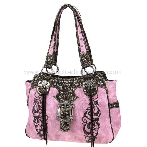RUT8362PK Rhinestone Buckle Pink Shoulder Bag