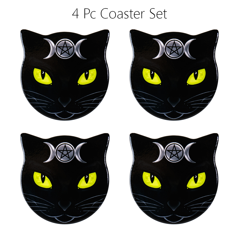 13796 Triple Moon Cat Coasters Set of 4