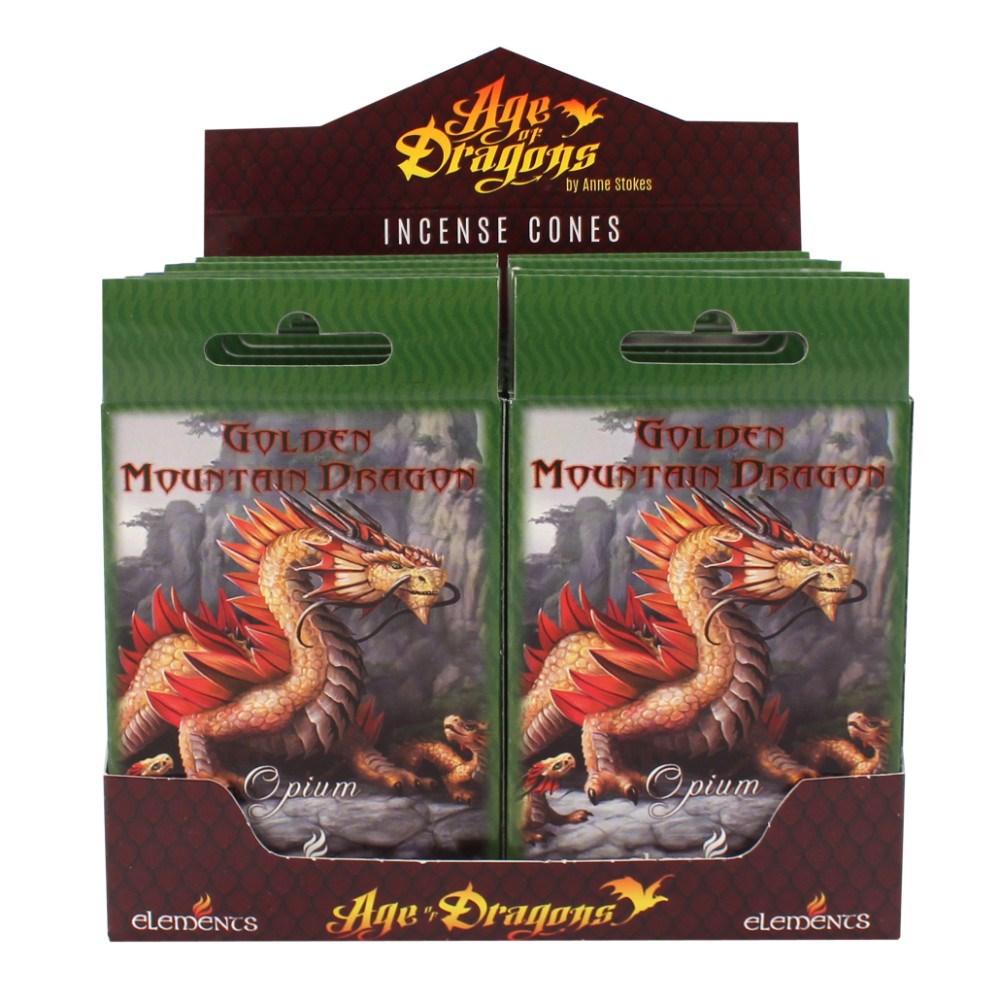13818 Pack of 12 Golden Mountain Dragon Incense Cones