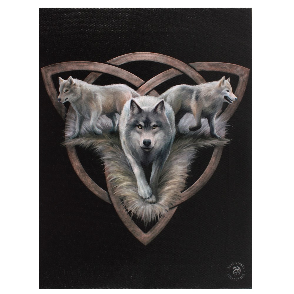 13821 Wolf Trio Canvas 7.5"W x 9.85"H Frame Art