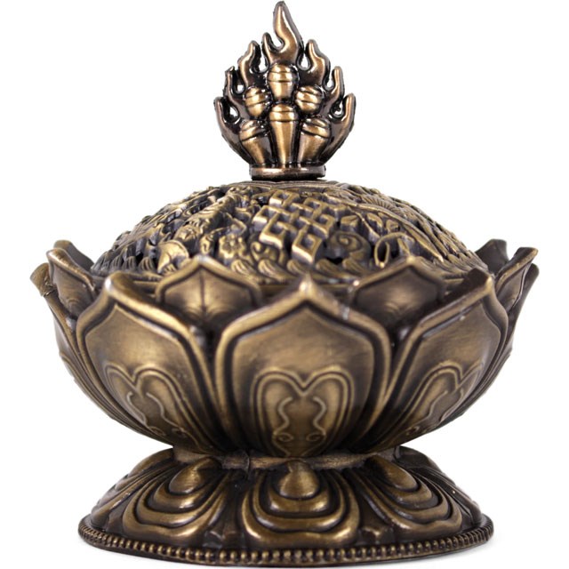 14097 Brass Lotus Cone Incense Holder
