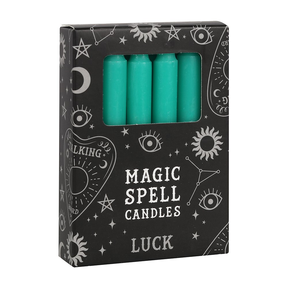 14105 Green "Luck" Magic Spell Candles Pack of 12