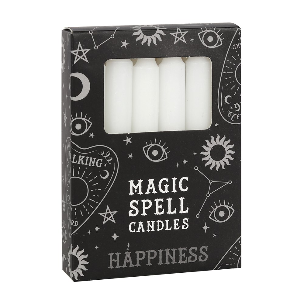 14112 White "Happiness" Magic Spell Candles Pack of 12