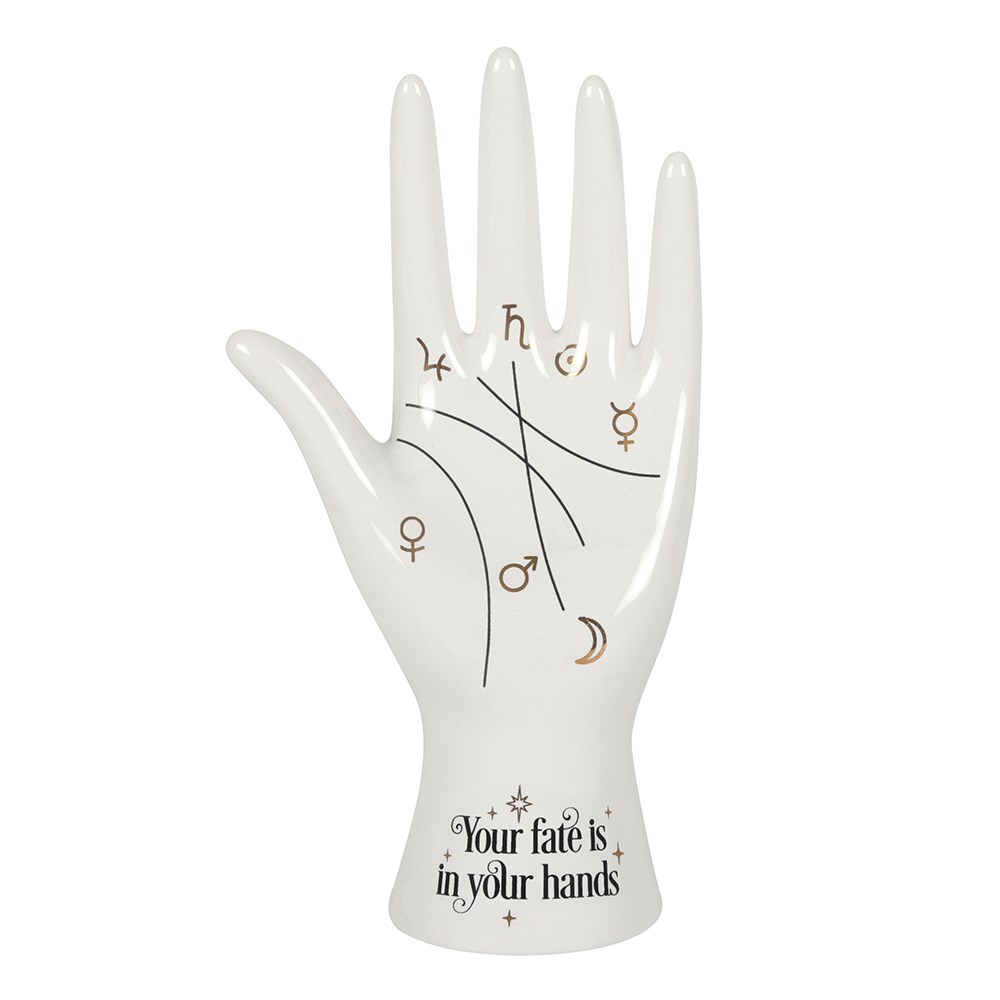 14189 White Ceramic Palmistry Hang Figurine