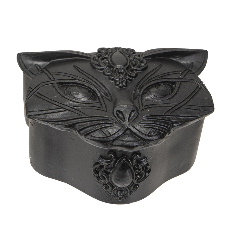 14517 Sacred Cat Trinket Box Black