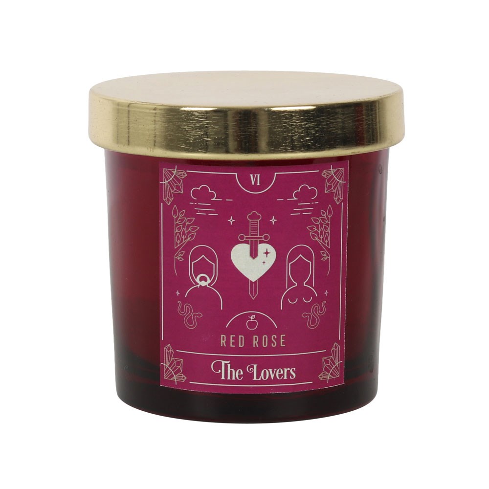14566 The Lovers Tarot Red Rose Scented Candle