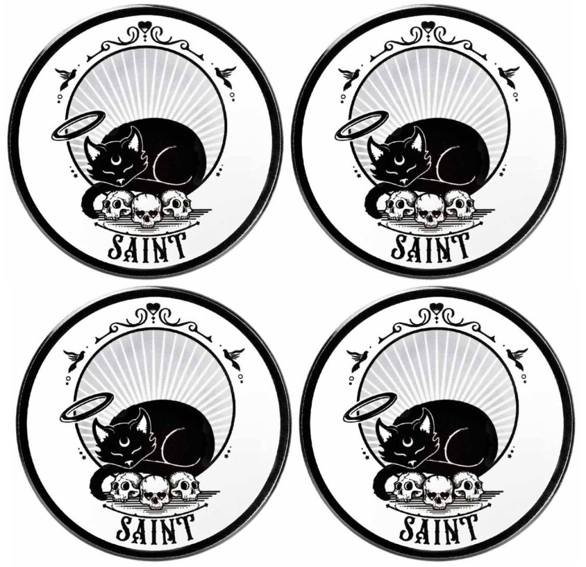 14633 Saint Black Cat Coasters Set of 4