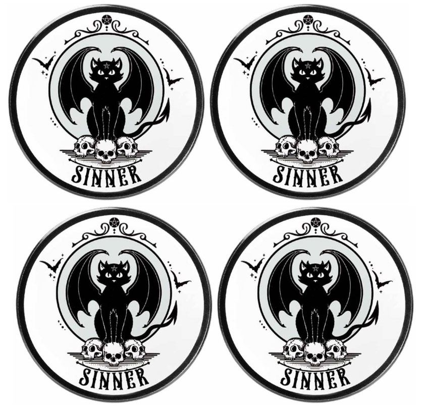 14634 Sinner Black Cat Coasters