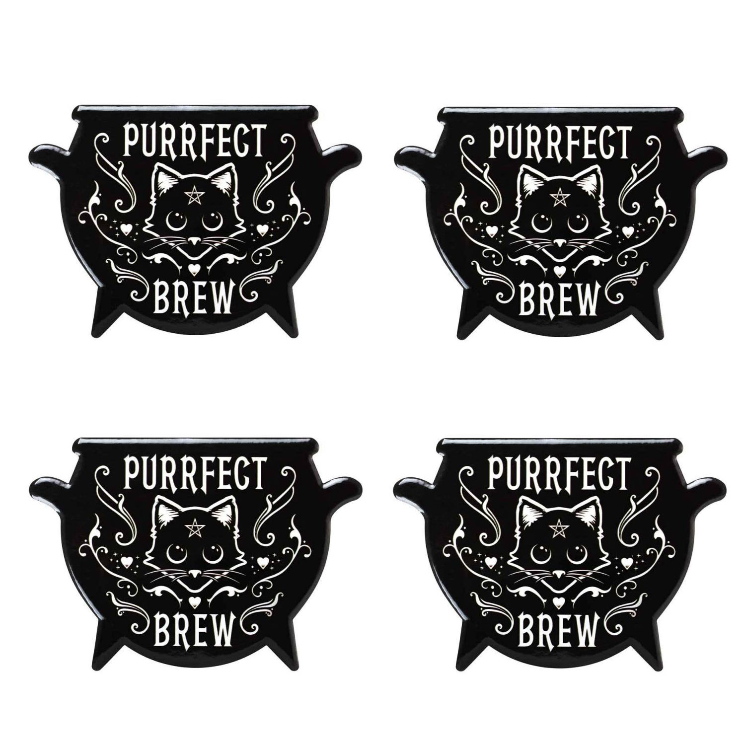 15165 Purrfect Brew Cauldron Coaster Set of 4