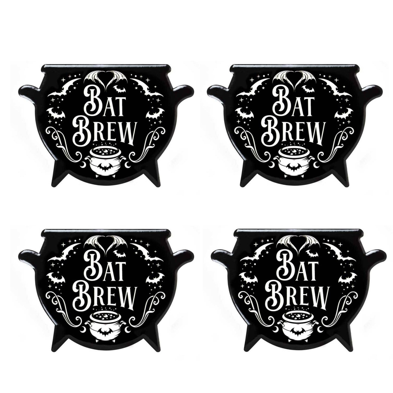 15167 Bat Brew Cauldron Coaster Set of 4