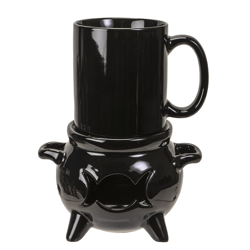 15226 Triple Moon Cauldron Tea Light Mug Warmer W/ Mug