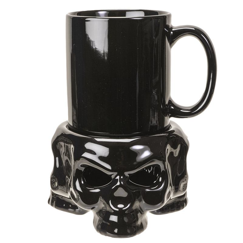 15227 Skull Tea Light Mug Warmer w/ Mug